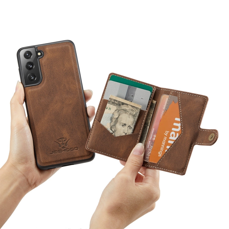 For Samsung Galaxy S21 5G JEEHOOD Retro Magnetic Detachable Protective Case with Wallet & Card Slot & Holder