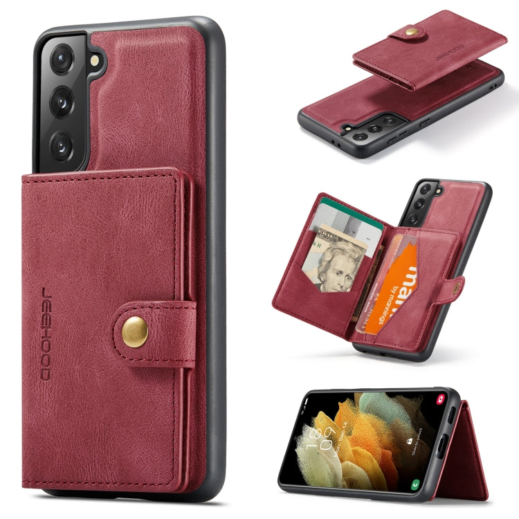 For Samsung Galaxy S21 5G JEEHOOD Retro Magnetic Detachable Protective Case with Wallet & Card Slot & Holder