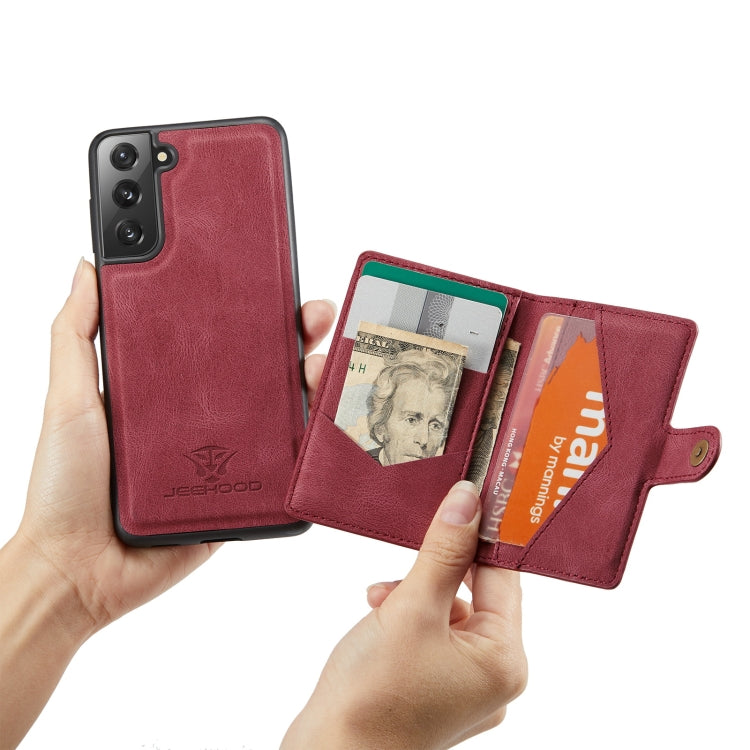 For Samsung Galaxy S21 5G JEEHOOD Retro Magnetic Detachable Protective Case with Wallet & Card Slot & Holder