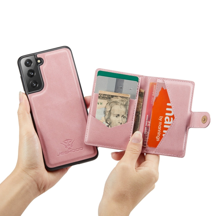 For Samsung Galaxy S21 5G JEEHOOD Retro Magnetic Detachable Protective Case with Wallet & Card Slot & Holder
