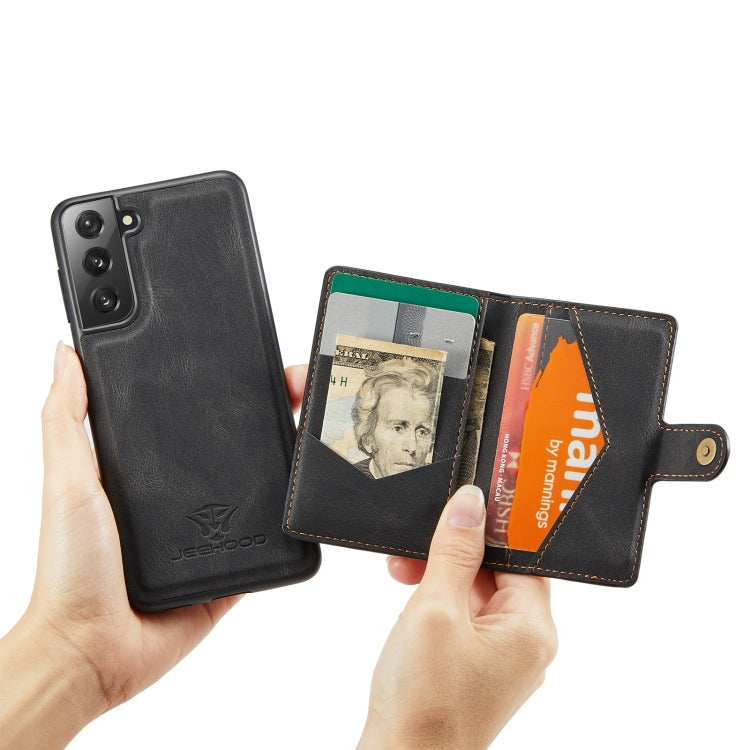 For Samsung Galaxy S21+ 5G JEEHOOD Retro Magnetic Detachable Protective Case with Wallet & Card Slot & Holder