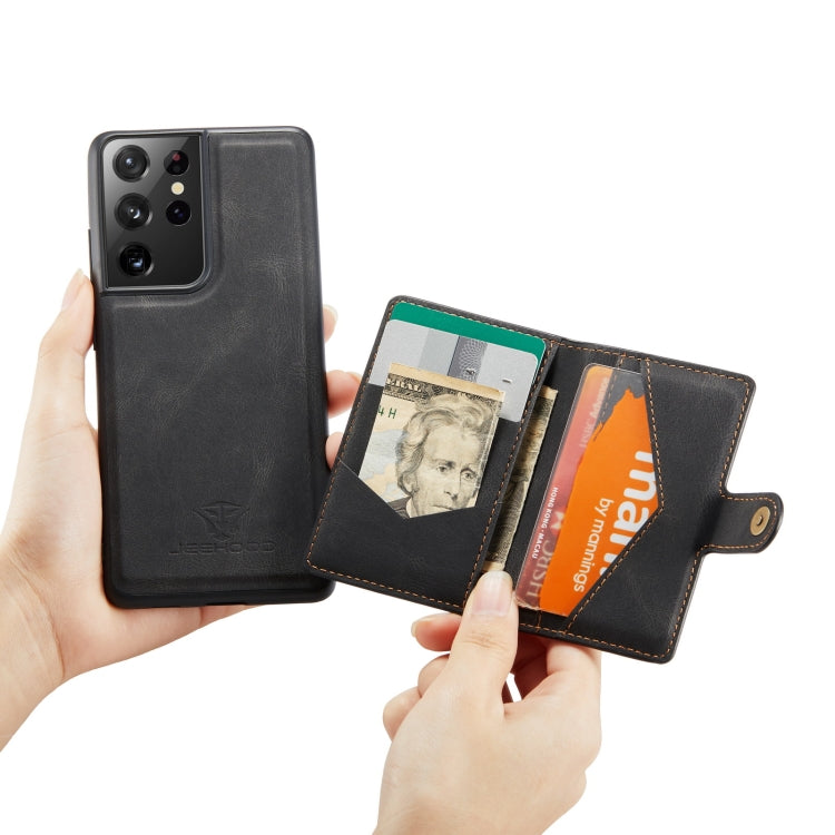 For Samsung Galaxy S21 Ultra 5G JEEHOOD Retro Magnetic Detachable Protective Case with Wallet & Card Slot & Holder