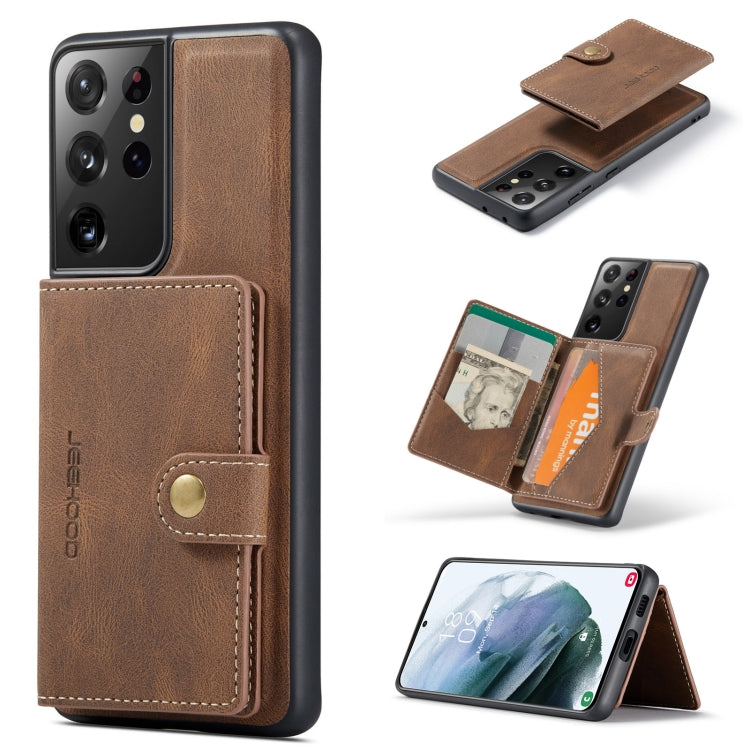 For Samsung Galaxy S21 Ultra 5G JEEHOOD Retro Magnetic Detachable Protective Case with Wallet & Card Slot & Holder
