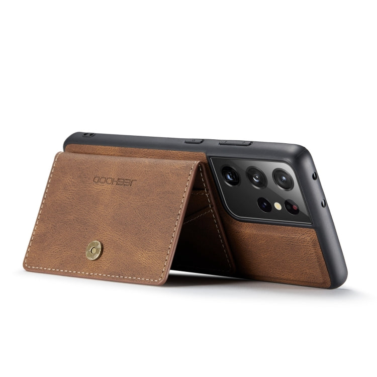 For Samsung Galaxy S21 Ultra 5G JEEHOOD Retro Magnetic Detachable Protective Case with Wallet & Card Slot & Holder