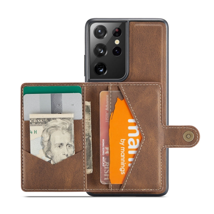 For Samsung Galaxy S21 Ultra 5G JEEHOOD Retro Magnetic Detachable Protective Case with Wallet & Card Slot & Holder