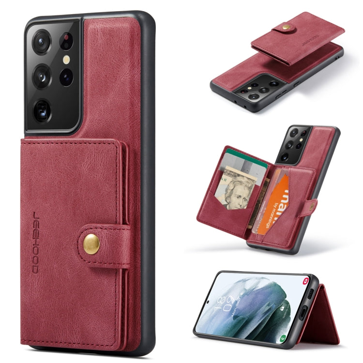 For Samsung Galaxy S21 Ultra 5G JEEHOOD Retro Magnetic Detachable Protective Case with Wallet & Card Slot & Holder