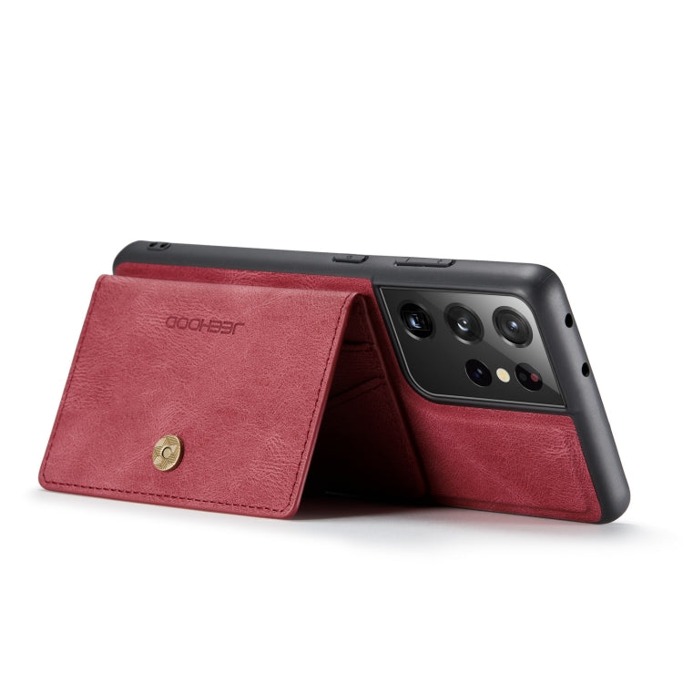For Samsung Galaxy S21 Ultra 5G JEEHOOD Retro Magnetic Detachable Protective Case with Wallet & Card Slot & Holder
