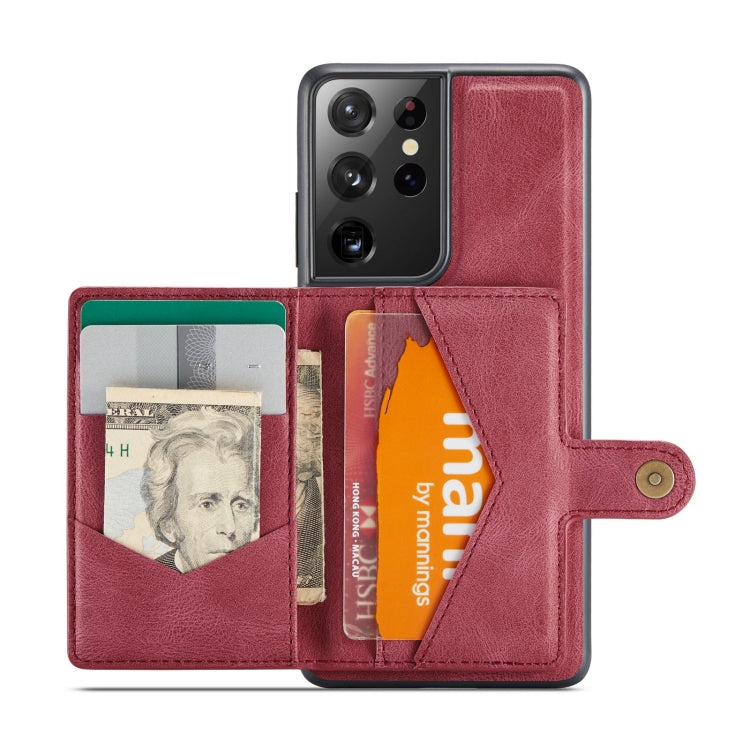 For Samsung Galaxy S21 Ultra 5G JEEHOOD Retro Magnetic Detachable Protective Case with Wallet & Card Slot & Holder