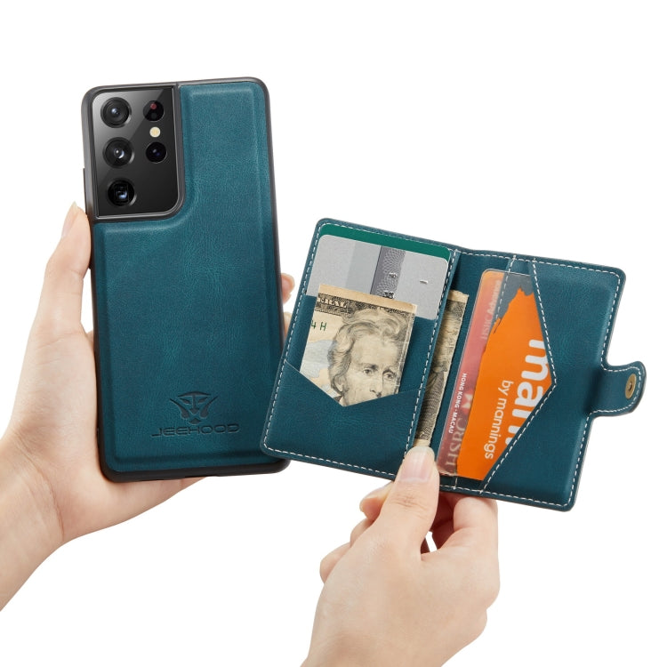 For Samsung Galaxy S21 Ultra 5G JEEHOOD Retro Magnetic Detachable Protective Case with Wallet & Card Slot & Holder