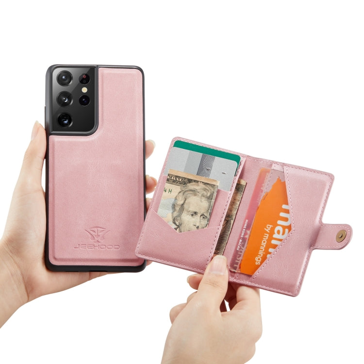 For Samsung Galaxy S21 Ultra 5G JEEHOOD Retro Magnetic Detachable Protective Case with Wallet & Card Slot & Holder