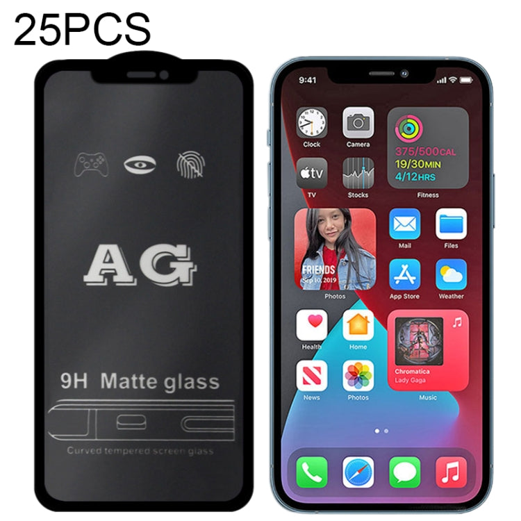 For iPhone 12 Pro Max 25pcs AG Matte Frosted Full Cover Tempered Glass Film
