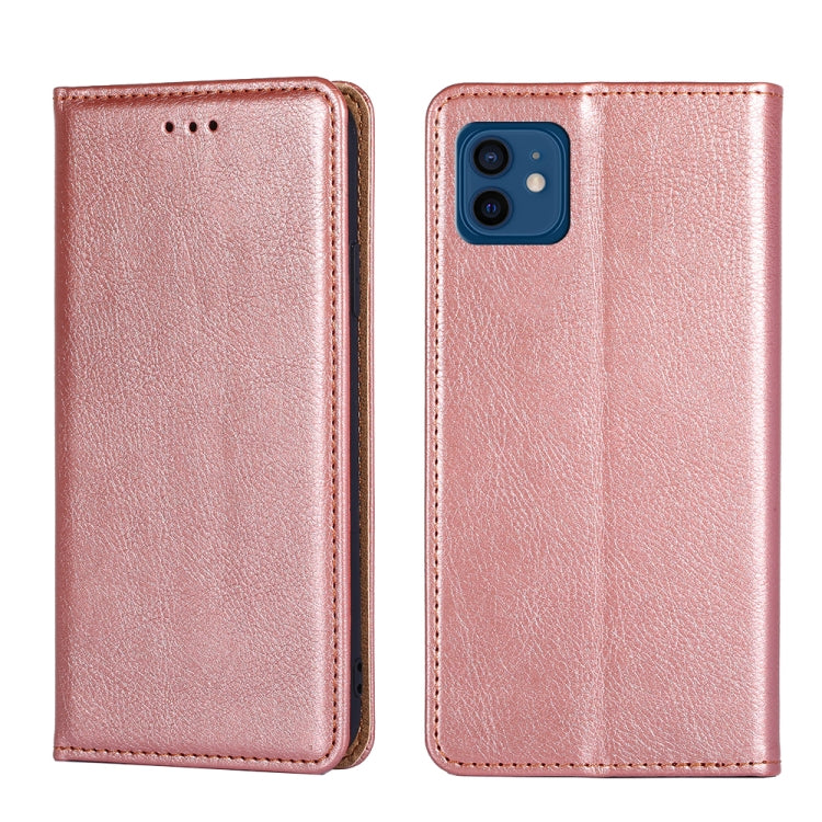 For iPhone 12 / 12 Pro PU + TPU Gloss Oil Solid Color Magnetic Horizontal Flip Leather Case with Holder & Card Slot & Wallet