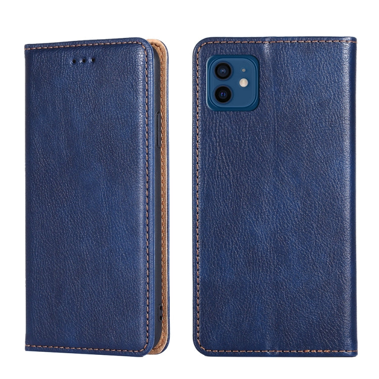 For iPhone 12 / 12 Pro PU + TPU Gloss Oil Solid Color Magnetic Horizontal Flip Leather Case with Holder & Card Slot & Wallet