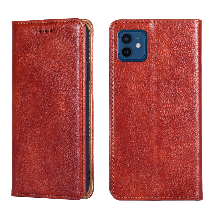 For iPhone 12 / 12 Pro PU + TPU Gloss Oil Solid Color Magnetic Horizontal Flip Leather Case with Holder & Card Slot & Wallet