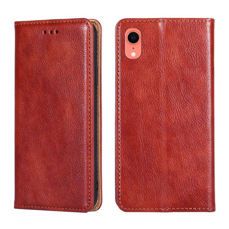 For iPhone XR PU + TPU Gloss Oil Solid Color Magnetic Horizontal Flip Leather Case with Holder & Card Slot & Wallet