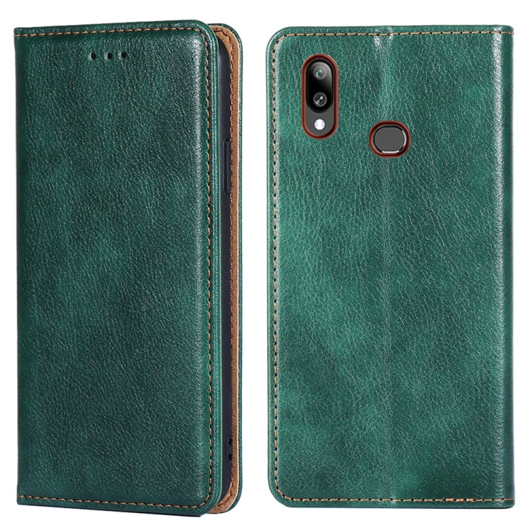 For Samsung Galaxy A10s PU + TPU Gloss Oil Solid Color Magnetic Horizontal Flip Leather Case with Holder & Card Slot & Wallet