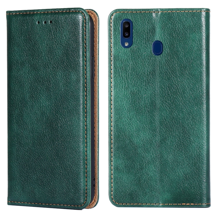 For Samsung Galaxy A20e PU + TPU Gloss Oil Solid Color Magnetic Horizontal Flip Leather Case with Holder & Card Slot & Wallet