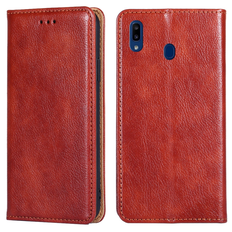 For Samsung Galaxy A20e PU + TPU Gloss Oil Solid Color Magnetic Horizontal Flip Leather Case with Holder & Card Slot & Wallet
