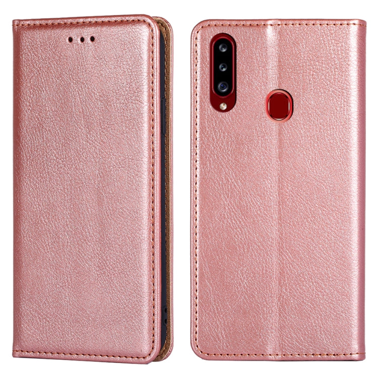 For Samsung Galaxy A20s PU + TPU Gloss Oil Solid Color Magnetic Horizontal Flip Leather Case with Holder & Card Slot & Wallet