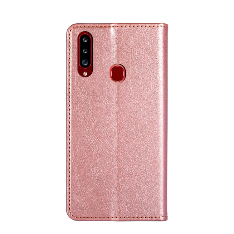 For Samsung Galaxy A20s PU + TPU Gloss Oil Solid Color Magnetic Horizontal Flip Leather Case with Holder & Card Slot & Wallet