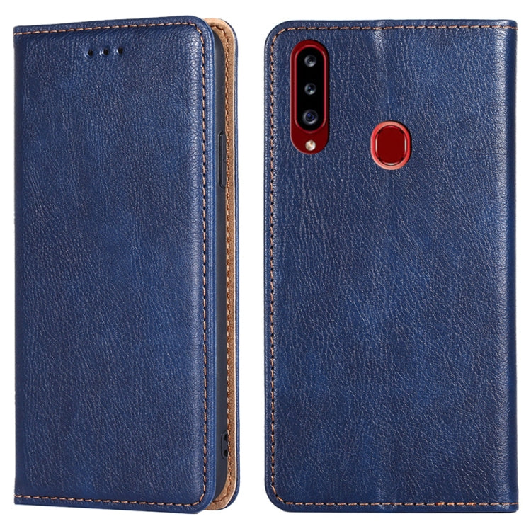 For Samsung Galaxy A20s PU + TPU Gloss Oil Solid Color Magnetic Horizontal Flip Leather Case with Holder & Card Slot & Wallet