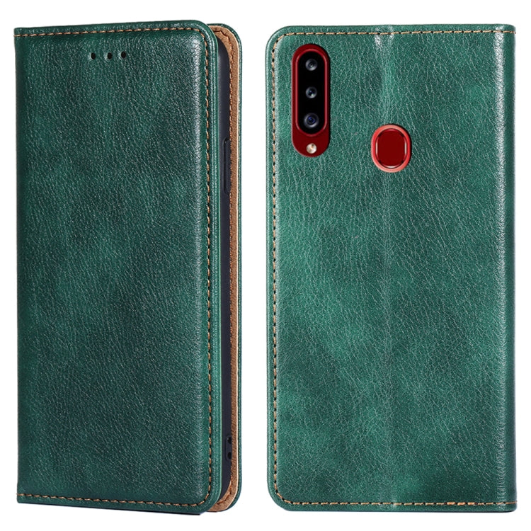 For Samsung Galaxy A20s PU + TPU Gloss Oil Solid Color Magnetic Horizontal Flip Leather Case with Holder & Card Slot & Wallet