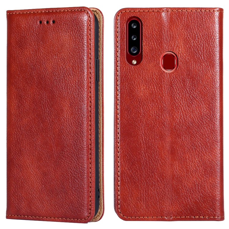For Samsung Galaxy A20s PU + TPU Gloss Oil Solid Color Magnetic Horizontal Flip Leather Case with Holder & Card Slot & Wallet