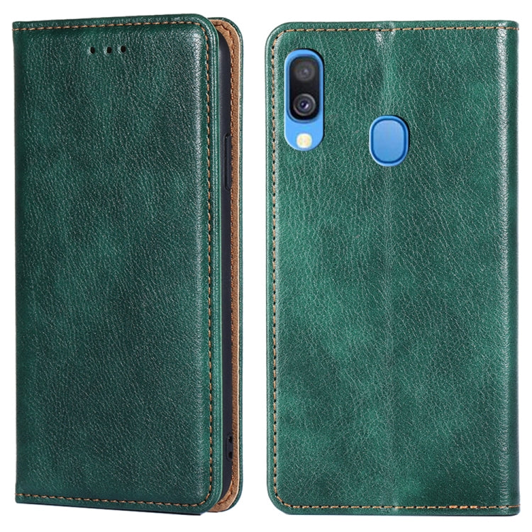 For Samsung Galaxy A40 PU + TPU Gloss Oil Solid Color Magnetic Horizontal Flip Leather Case with Holder & Card Slot & Wallet