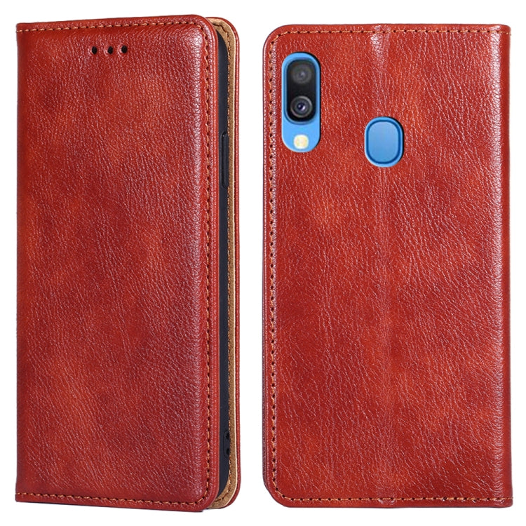 For Samsung Galaxy A40 PU + TPU Gloss Oil Solid Color Magnetic Horizontal Flip Leather Case with Holder & Card Slot & Wallet