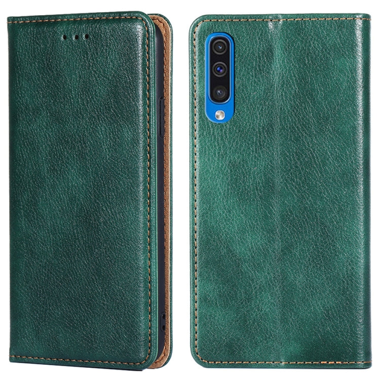 For Samsung Galaxy A50 PU + TPU Gloss Oil Solid Color Magnetic Horizontal Flip Leather Case with Holder & Card Slot & Wallet