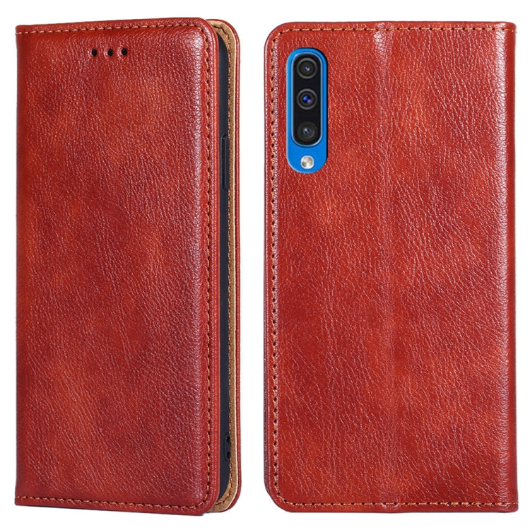 For Samsung Galaxy A50 PU + TPU Gloss Oil Solid Color Magnetic Horizontal Flip Leather Case with Holder & Card Slot & Wallet