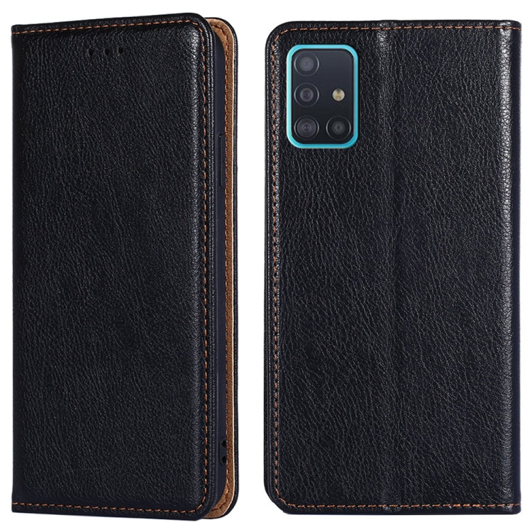 For Samsung Galaxy A51 4G PU + TPU Gloss Oil Solid Color Magnetic Horizontal Flip Leather Case with Holder & Card Slot & Wallet