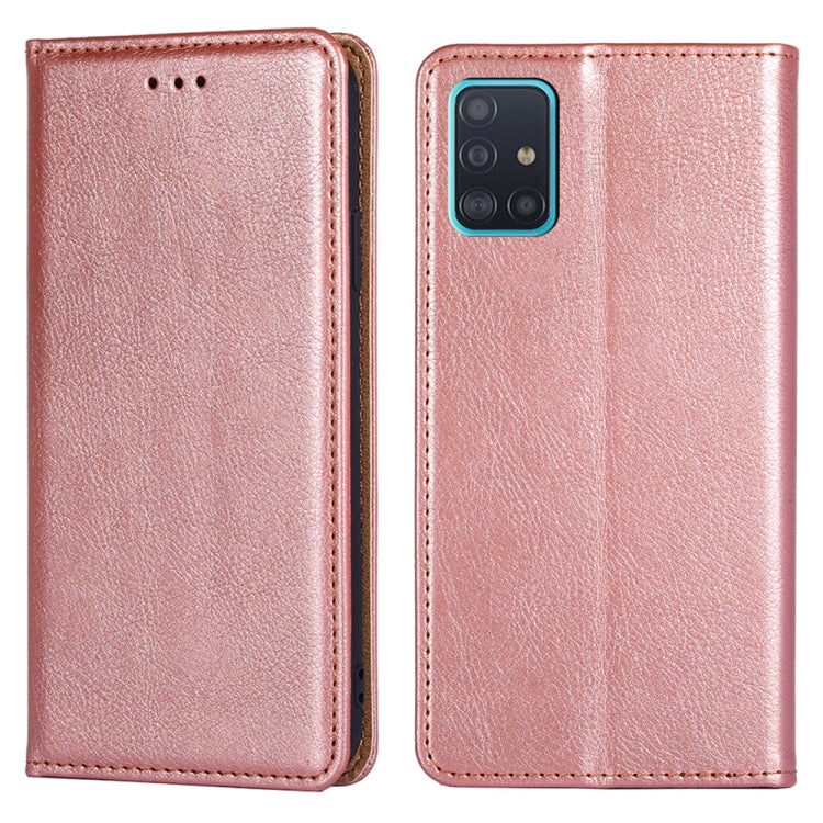 For Samsung Galaxy A51 4G PU + TPU Gloss Oil Solid Color Magnetic Horizontal Flip Leather Case with Holder & Card Slot & Wallet