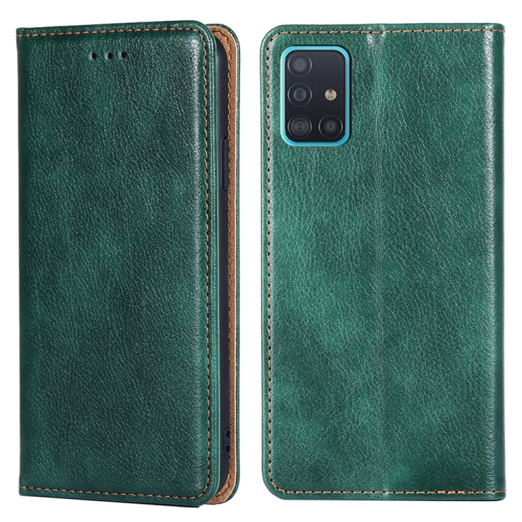 For Samsung Galaxy A51 4G PU + TPU Gloss Oil Solid Color Magnetic Horizontal Flip Leather Case with Holder & Card Slot & Wallet