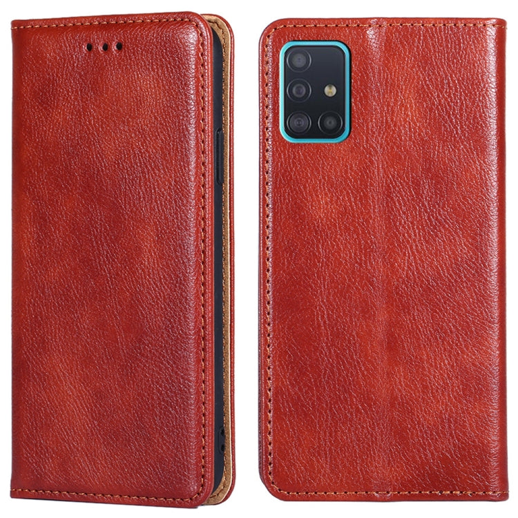 For Samsung Galaxy A51 4G PU + TPU Gloss Oil Solid Color Magnetic Horizontal Flip Leather Case with Holder & Card Slot & Wallet