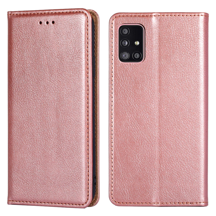 For Samsung Galaxy A51 5G PU + TPU Gloss Oil Solid Color Magnetic Horizontal Flip Leather Case with Holder & Card Slot & Wallet