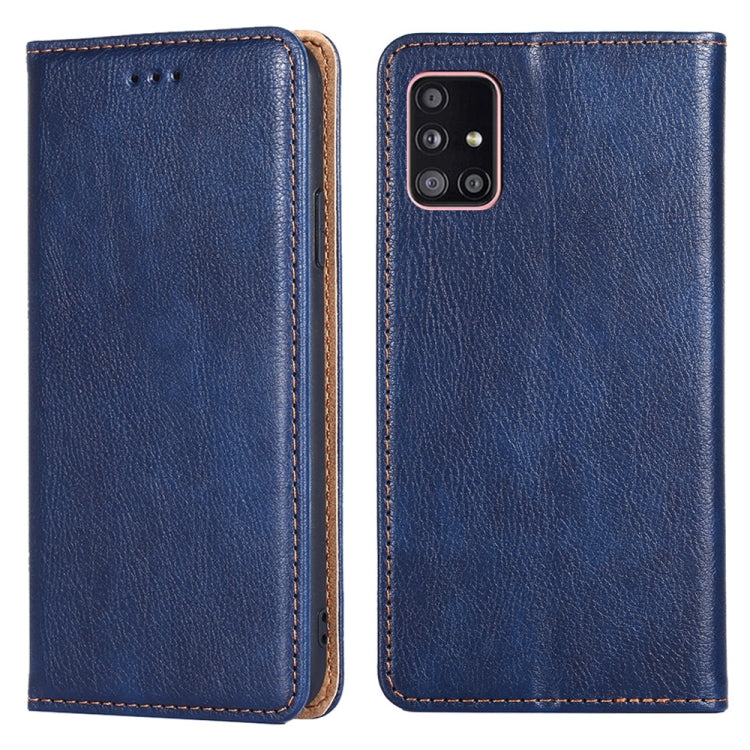 For Samsung Galaxy A51 5G PU + TPU Gloss Oil Solid Color Magnetic Horizontal Flip Leather Case with Holder & Card Slot & Wallet