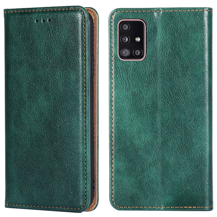For Samsung Galaxy A51 5G PU + TPU Gloss Oil Solid Color Magnetic Horizontal Flip Leather Case with Holder & Card Slot & Wallet