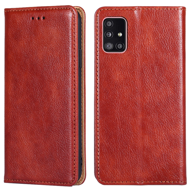 For Samsung Galaxy A51 5G PU + TPU Gloss Oil Solid Color Magnetic Horizontal Flip Leather Case with Holder & Card Slot & Wallet