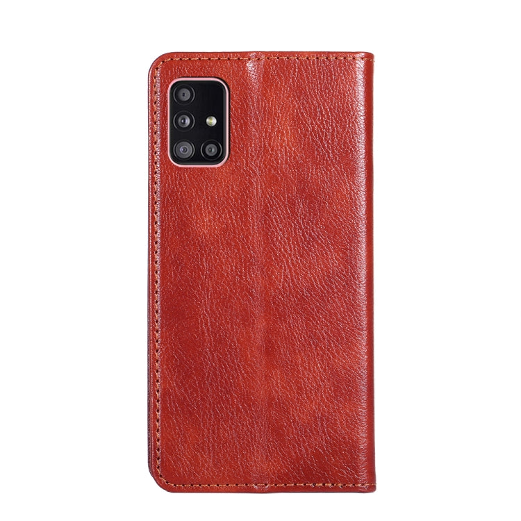 For Samsung Galaxy A51 5G PU + TPU Gloss Oil Solid Color Magnetic Horizontal Flip Leather Case with Holder & Card Slot & Wallet