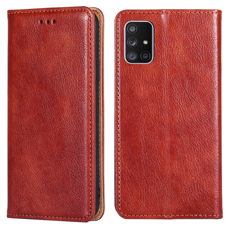 For Samsung Galaxy A71 5G PU + TPU Gloss Oil Solid Color Magnetic Horizontal Flip Leather Case with Holder & Card Slot & Wallet