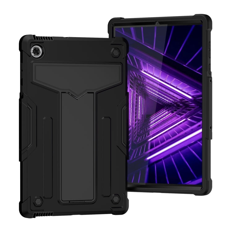 For Lenovo M10 Plus TB-X606F T-shaped Bracket Contrast Color Shockproof PC + Silicone Protective Case