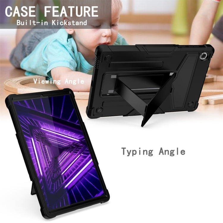 For Lenovo M10 Plus TB-X606F T-shaped Bracket Contrast Color Shockproof PC + Silicone Protective Case