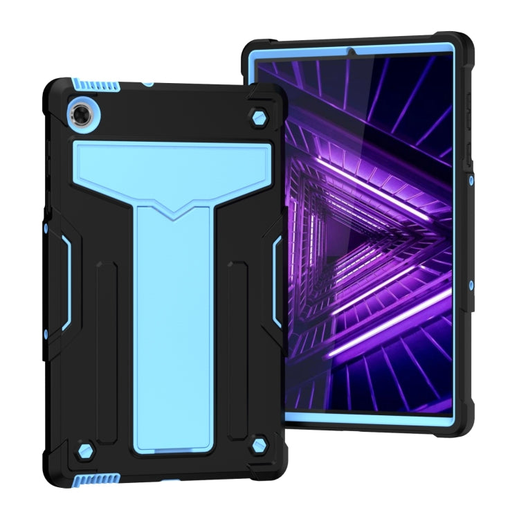 For Lenovo M10 Plus TB-X606F T-shaped Bracket Contrast Color Shockproof PC + Silicone Protective Case