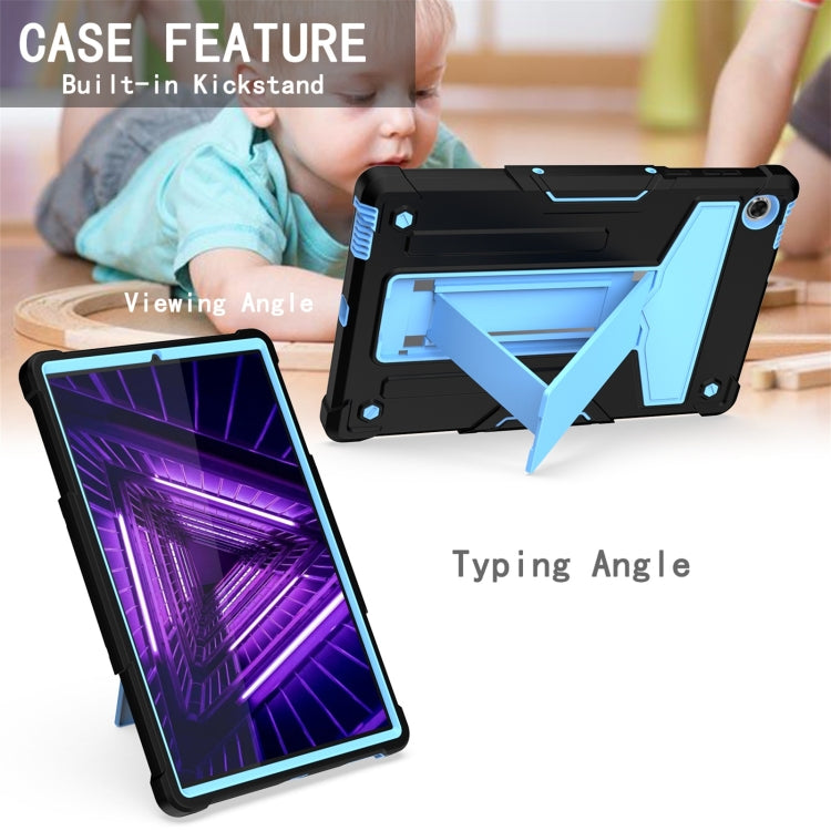 For Lenovo M10 Plus TB-X606F T-shaped Bracket Contrast Color Shockproof PC + Silicone Protective Case