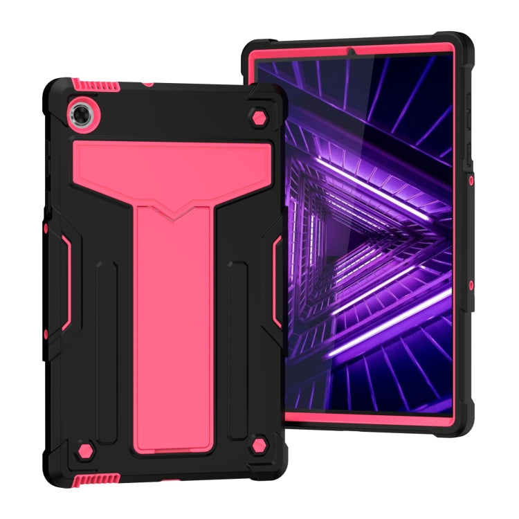 For Lenovo M10 Plus TB-X606F T-shaped Bracket Contrast Color Shockproof PC + Silicone Protective Case