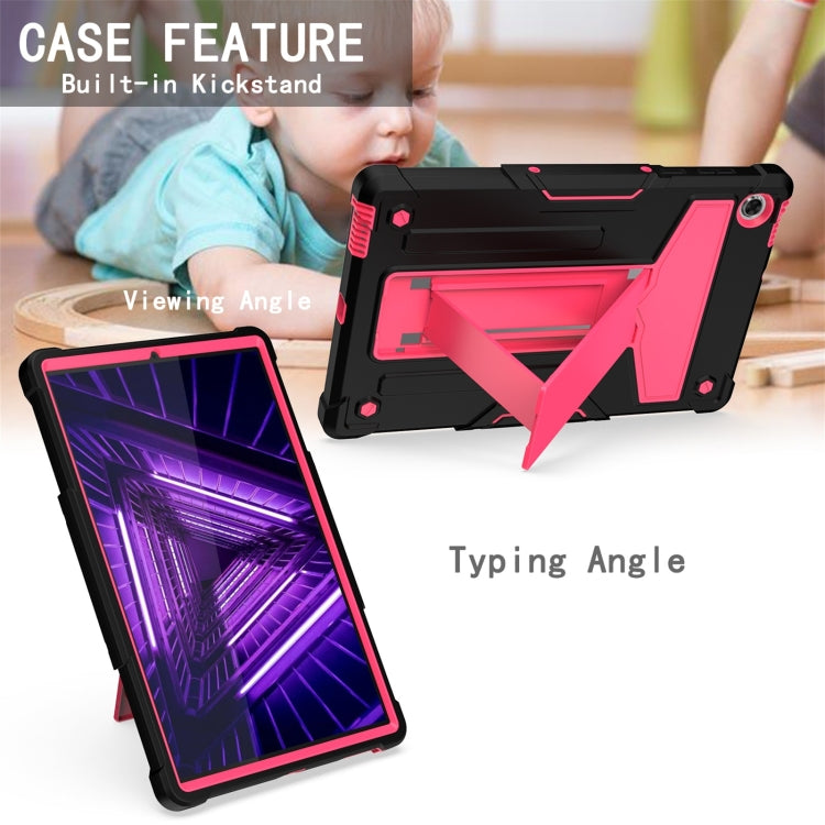 For Lenovo M10 Plus TB-X606F T-shaped Bracket Contrast Color Shockproof PC + Silicone Protective Case