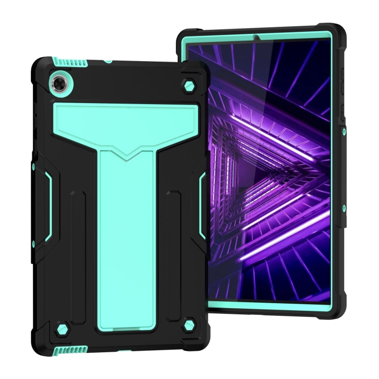 For Lenovo M10 Plus TB-X606F T-shaped Bracket Contrast Color Shockproof PC + Silicone Protective Case