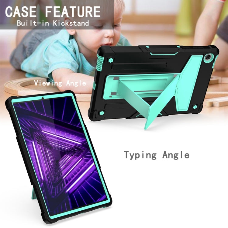 For Lenovo M10 Plus TB-X606F T-shaped Bracket Contrast Color Shockproof PC + Silicone Protective Case