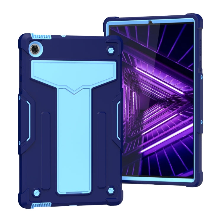 For Lenovo M10 Plus TB-X606F T-shaped Bracket Contrast Color Shockproof PC + Silicone Protective Case
